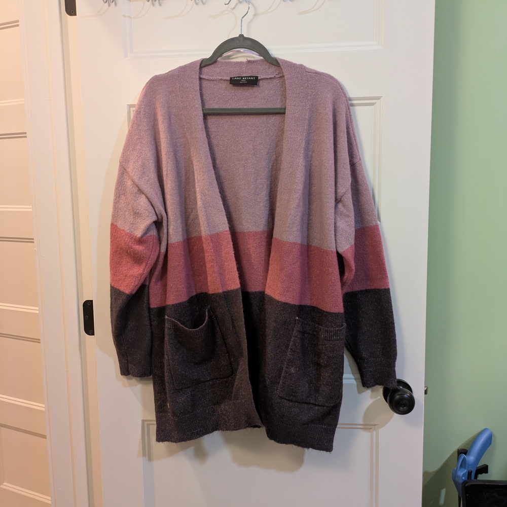 Lane Bryant Colorblock Open Front Cardigan Sweater, size 22/24